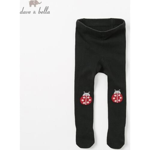 DB12044 dave bella autumn baby girls pants children full length kids print pants knitted leggings