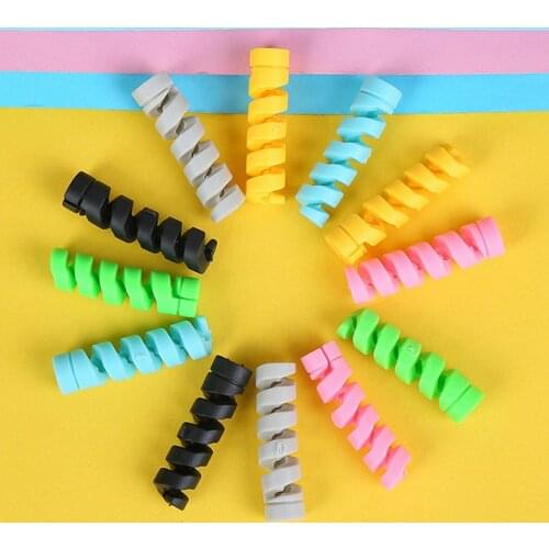 10pcs Spiral Cable Protector Desk Set Holder Winder Wrap Cord Earphone Cable Organizer Wire Data Line Desk Accessories Fracture