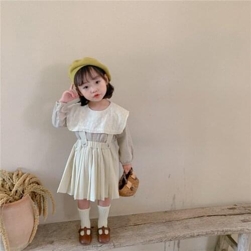 New Arrival Autumn Baby Girls Dress Kids Overalls Dress Children Preppy Suspenders Dress Strap Toddler Beautiful School Clothing