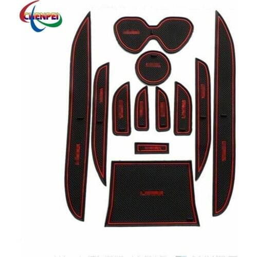 For Nissan Livina 12pcs Non-slip Interior Door Cup Holder Rubber Mats Red Line