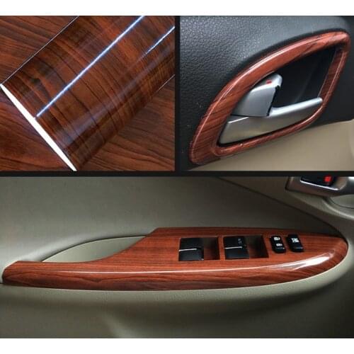 Glossy PVC Wood Grain Textured Car Interior Stickers Waterproof Vinyl Wrap Film Decals Car Styling Furniture Decoration