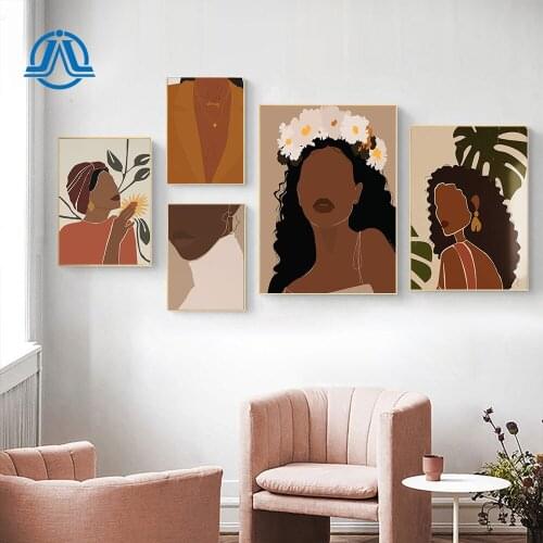 Canvas Painting Afro Art Modern Black Girl Wall Art African Woman Posters And Prints For Living Room On The Wall Home Decoration