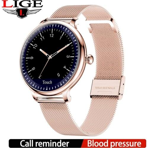 LIGE New Fashion Women Smart Watch Full Round Touch Screen Smartwatch for Girl Heart Rate Blood Pressure Monitor For Android IOS