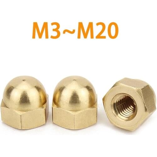 50/30/20/10/6/5PCS DIN1587Acorn Cap Nut M3 M4M5 M6 M8 M10 M12 Brass Cap Hex Nuts Decorative Dome Head Cover Semicircle Acorn Nut