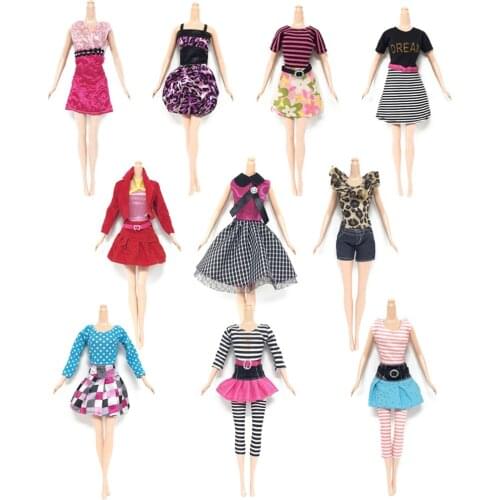 10 Pcs Fashion Elegant Princess Handmade Dolls Toy Dresses Gown Outfits Clothes Accessories for Barbie Toys Children Girls Gift