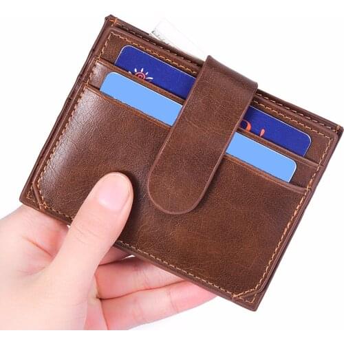 Men Small Card Drivers License Short Wallet Bank Gift Ultra-thin Whole-piece Brushed PU Leather Zip Coin Purse Card Holder