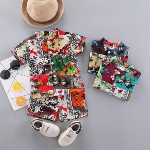 New Summer Baby Boy Clothes Toddler Kids Clothing Fashion Print Short Sleeve Shirt + Shorts 2pc Set 1 2 3 4 Years Infant Costume