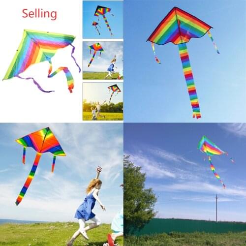 New Long Tail Rainbow Kite Outdoor Kites Flying Toys Kite For Children Kids C5AF