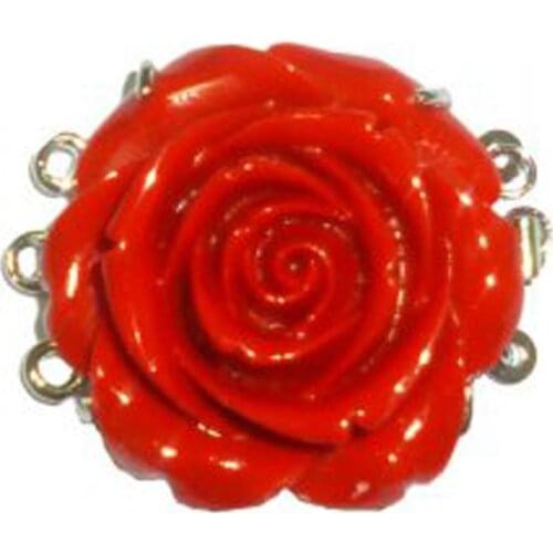 3 Rows 20mm Red Carved Flower Style Open Box Necklace Open Box Jewelry Clasp