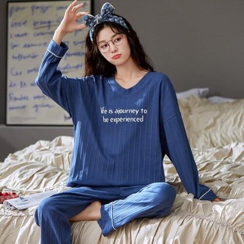 Autumn Winter Pajamas Women Cartoon Cotton Sleep Lounge Pajama Set 3XL Womens Sleepwear T-Shirts+Pants Suit Home Wear Nightwear