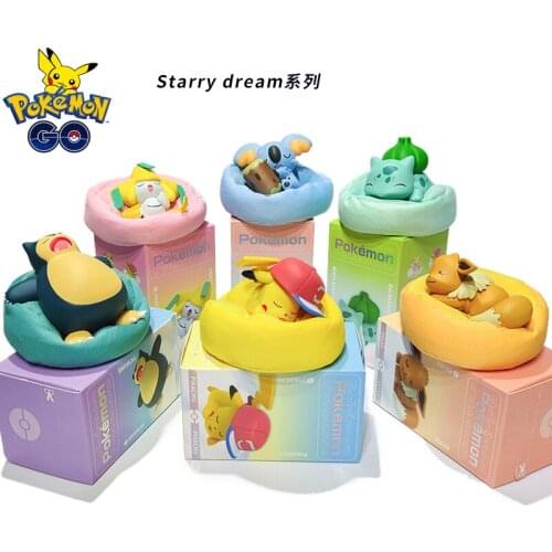 Pokemon Sleeping Position Series Trendy Blind Box Pokemon Pikachu Car Doll Hand Office Toy