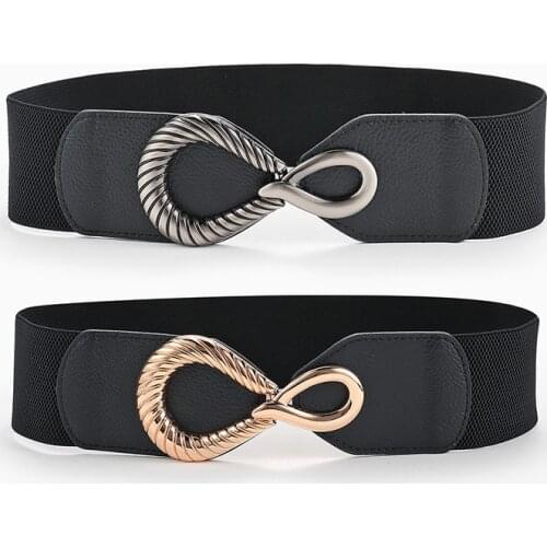 High Quality Belts For Women Black Waist Elastic Ladies Band Round Buckle Decoration Coat Sweater Fashion Dress