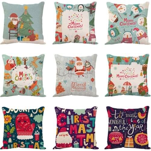 Christmas Cushion Cover Red Home Decor Sofa Pillow Case Cover Seat Car Throw Pillowcase Santa Deer Printed Decoration For Home