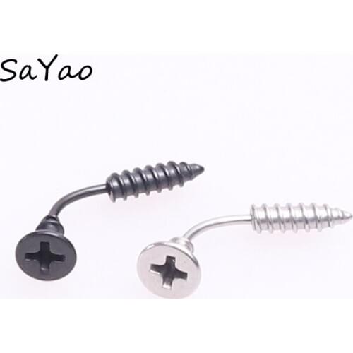 SaYao 1Piece Free Shipping Stainless Steel Punk Screws Belly Ring Screw Belly Button Rings Navel Body Piercing jewelry