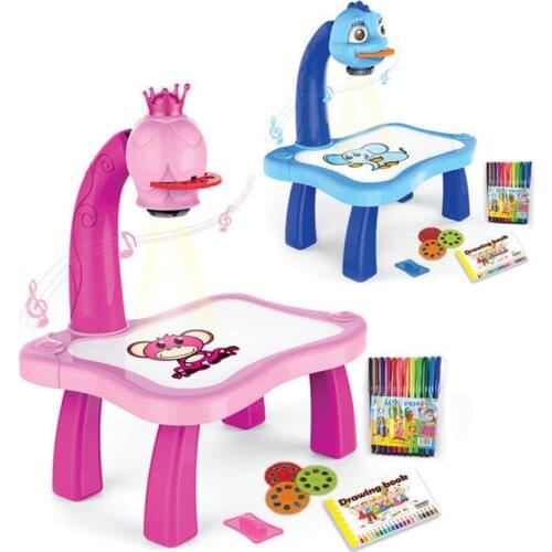 Led Projector Drawing Table Toys Kids Painting Board Desk With Light Music Projector Painting Educational Learning Children Gift