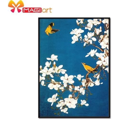 Cross stitch kits Embroidery needlework sets 11CT water soluble canvas patterns 14CT Orchids and Orioles Picture-NCMF029