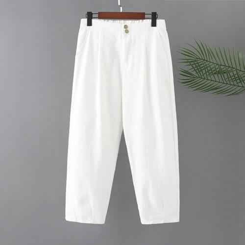 Plus Size Womens Pants 3XL-5XL Elastic Waist Cotton Solid Color Loose and comfortable Trousers Large Size Casual Pants Fatlady