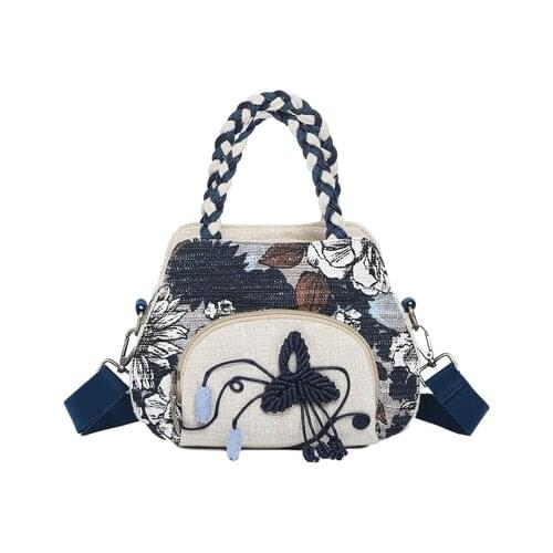 Hot Vintage string appliques women traveller handbags!New Prints lady small shoulder&Crossbody bags Top multi-use canvas Carrier