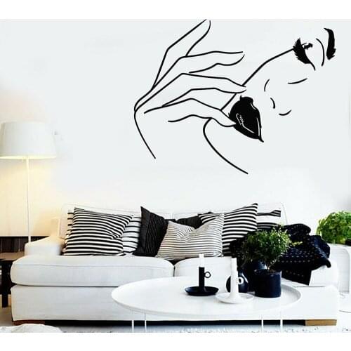 Woman Face Lips Wall Vinyl Decal Fashion Decals Model Beauty Salon Room Wall Decor Stickers Murals Home Decoration Bedroom P297