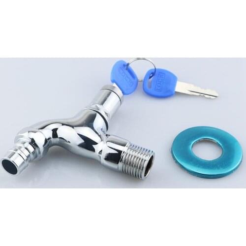 1 Pcs G1/2 Washing Machine Faucet Outdoor Household With Lock Brass Mop Pool Single Cold Fast Open Anti-theft Water With Key Tap