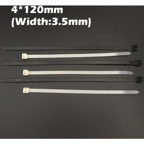 100pcs 4x120 4*120mm (3.5mm Width) Black White Nylon66 Network Electric Wire String Zip Fastener Self-Locking Plastic Cable Tie