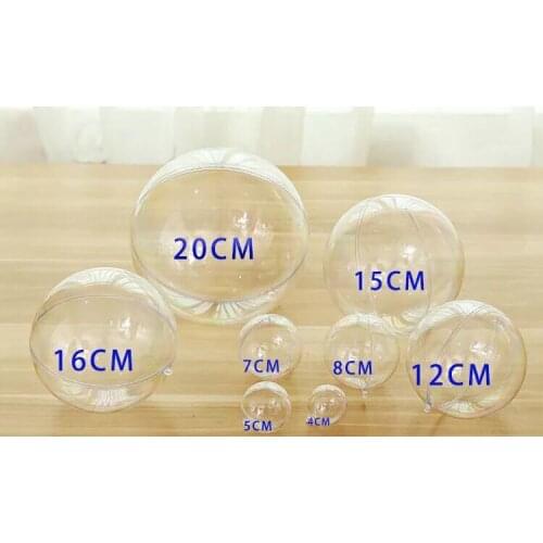200pcs 4-16cm Transparent Ball Clear Plastic Ball for Wedding Candy Box Favors Gift Bag New Year Christmas Tree Decorations Gift