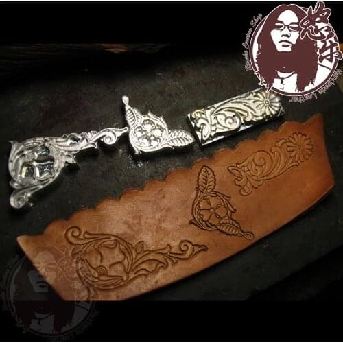 3pcs set corner flower leather carving designer leather craft embossing template,leather punches tool set deri el aletleri