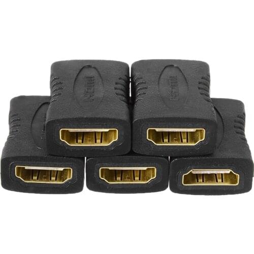 5pcs New Arrival Female to Female HDMI-compatible Connector Black F/F HDMI-compatible 1080P Coupler Cable Extension Converter