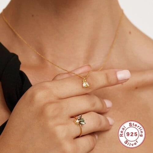 Aide 925 Sterling Silver Insect Chain Necklace Charms for Women Crystal Bee Clavicle Collar Chain Simple Choker Accessories Gift