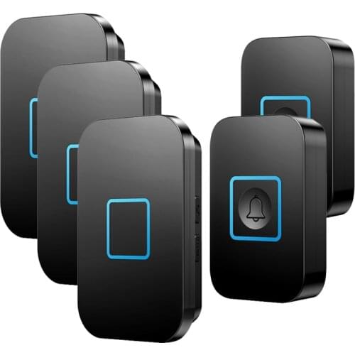 CACAZI 2 Buttons Receiver EU Plug Intelligent Wireless Doorbell Waterproof Home LED Light Calling Bell 300M Remote Door Bell