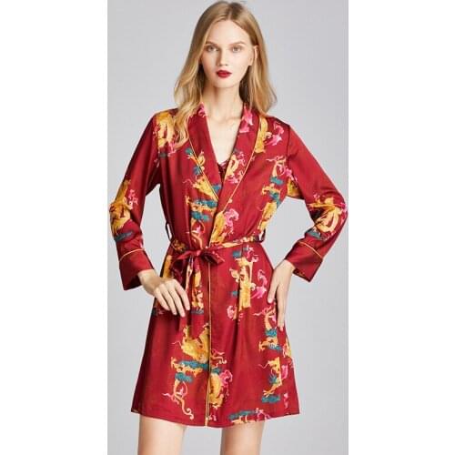 Wasteheart Fashion Red Blue Sexy Women Robe Lingerie Sleepwear Sashes Faux Silk Nightwear Plus Size Bathrobe Woven Robes