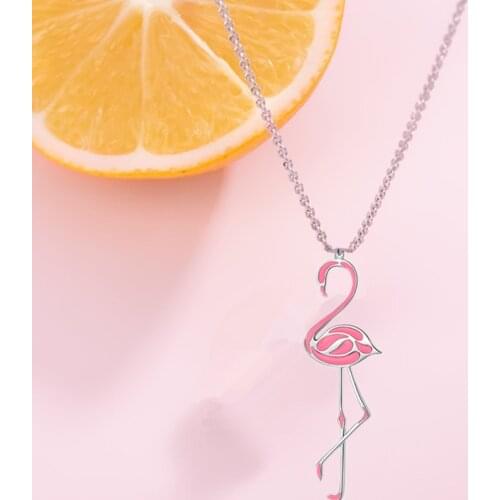 Long Style Womens Necklace Fashion Unique Flamingo Necklace Creative Exquisite Pendant Necklace Jewelry Accessories