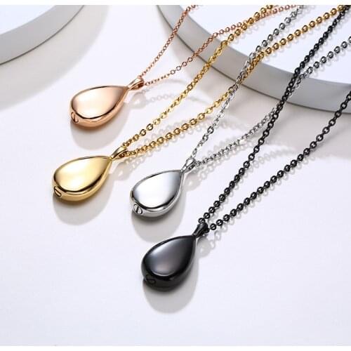 Modyle Elegant Water Drop Necklace for Women Hollow Cremation Urn Pendant Animal Grandpa Keepsake Memorial Jewelry