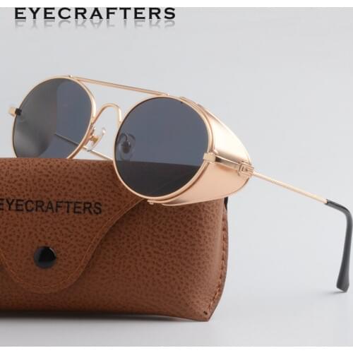 EYECRAFTERS NEW Mens Womens Fashion Eyewear Metal Vintage Gothic Steampunk Sunglasses Fashion Round Mirrored Retro Sunglasses