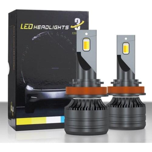 HOLYWOOT Three-Colors LED Headlight 100W 16000LM H1 H3 H7 H4 H9 High And Low Beam Color Changing Car Lamp 9005 9006 Fog Bulb