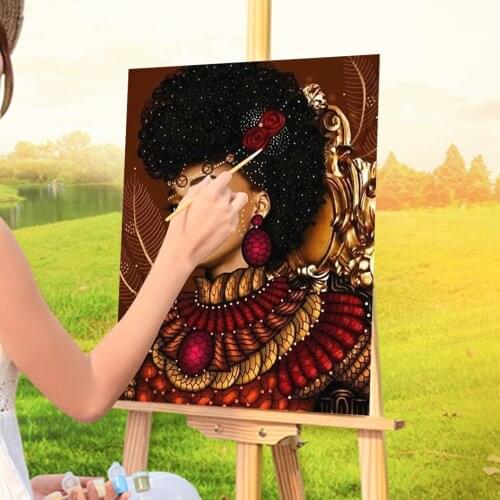 African Woman Paint By Numbers Set Oil Paints 50*70 Boards By Numbers Home Decor Crafts For Adults Handicraft For Wholesale