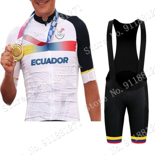 Ecuador National Team 2021 Cycling Jersey Set Cycling Clothing Mens Road Race Champion Bike Shirts Suit Pants Maillot Culotte
