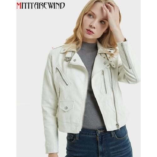 New Spring Autumn PU Leather Jacket Women Short Turn-down Collar Button Motorcycle Bike Jacket Woman Coat Chaqueta Mujer S-XXL