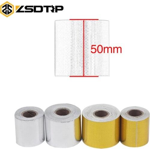 ZSDTRP 5M/10M/15M Fiberglass Cloth Aluminum Foil Tape Tin Foil High Temperature Heat Resistant Exhaust Pipe Gold Silver