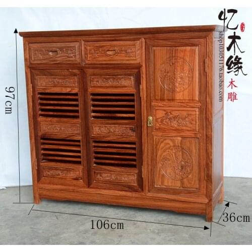 Dongyang mahogany furniture, hedgehog, rosewood, three door shoes lockers, Chinese entrance cabinets, solid shoes
