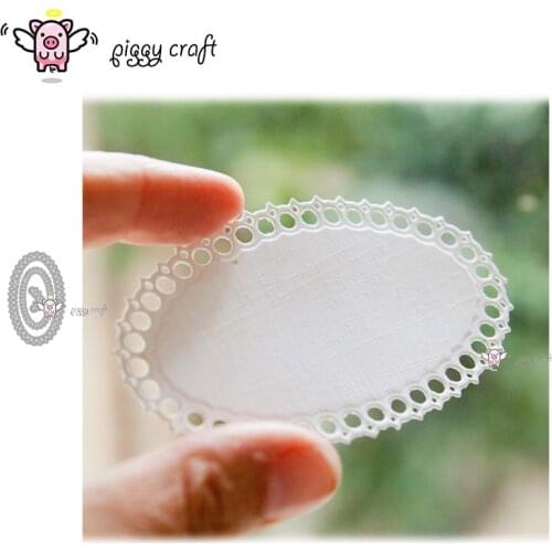 Piggy Craft metal cutting dies cut die mold Lace oval frame Scrapbook paper craft knife mould blade punch stencils dies