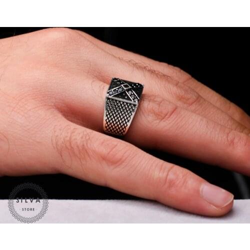 925 silver mens ring. Mens jewelry stone stamped with silver stamp 925 All sizes are available