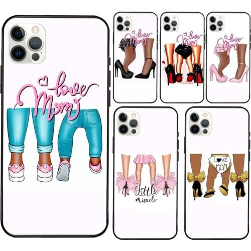Super Mom son daughter Heels Baby Girl Soft Cover For iPhone 12 11 Pro Max X XR XS Max 5S SE 2020 8 7 Plus 12 Mini Phone Case