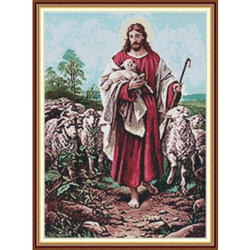 Everlasting Love The Good Shephard 5 Chinese Cross Stitch Kits Ecological Cotton Printed 11CT 14CT DIY Christmas Decoration Gift