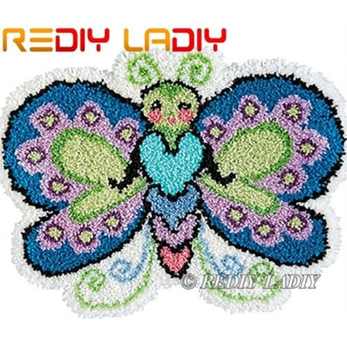 Latch Hook Rug Kits Butterfly Lady DIY Crocheting Carpet Rug 100% Acrylic Yarn Cushion Mat Crochet Carpet Home Decor Art & Craft