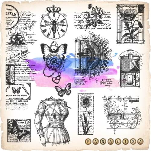Panalisacraft - Vintage transparent stamp Set, silicone clear stamps for DIY Scrapbooking/Card Making/Kids Crafts/Fun decoration