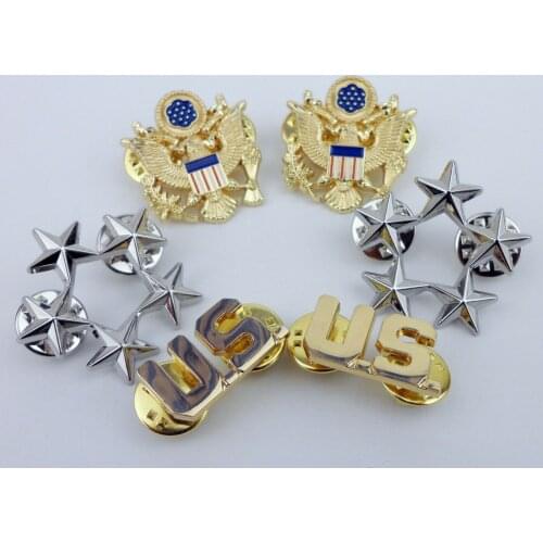 Set WWII US General of the Army Rank Badge U.S. Five Star Eagle Lapel Pins Military Store 5605101