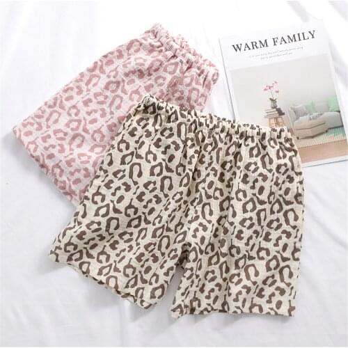 2021 New Leopard Print Pajamas Shorts Crepe Fabric Woman Sleepwear Loose Sleep Bottoms Home Shorts