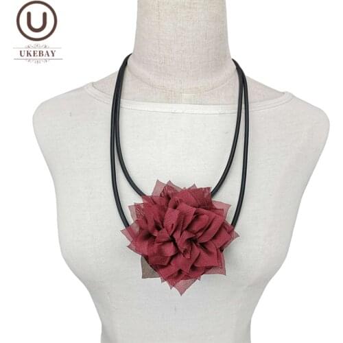 UKEBAY New Choker Necklaces Flower Accessories For Women Bohemia Ethnic Necklace Handmade Rubber Jewelry Luxury Sweater Chain
