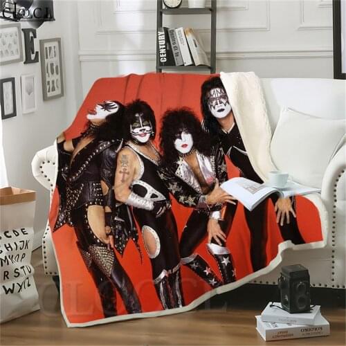 KISS Rock Band Blankets Fashion 3D Blankets for Beds Adult Quilt Bedding Cover Sofa Travel Office Character Throw Blanket